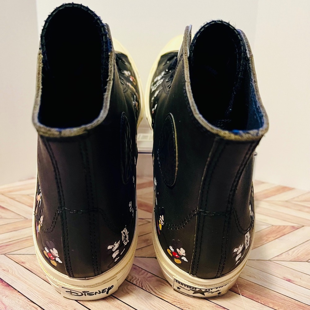 Kith x Disney Converse Men 10 Wmn 12 Black Leather Mickey Mouse Timeline 167508C - Picture 4 of 11